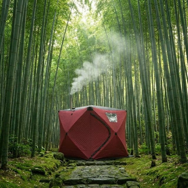 Tent sauna in bamboo forest