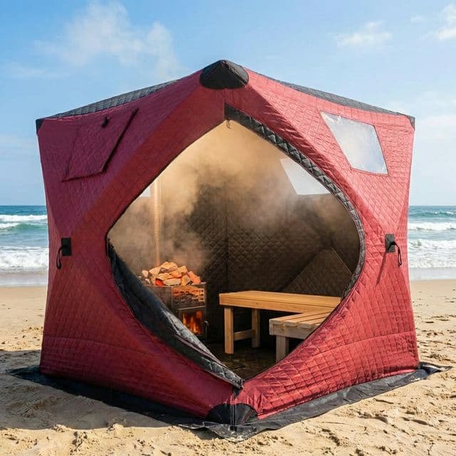 Tent sauna on the beach