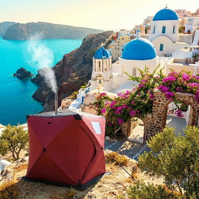 Tent sauna on Greek island