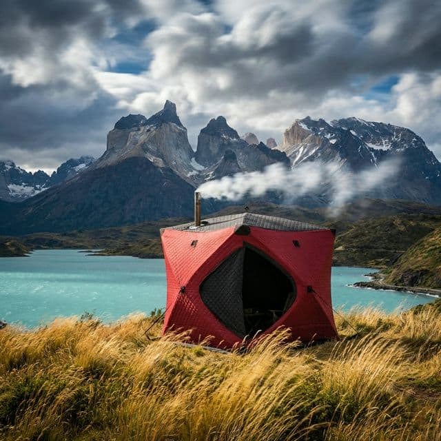 Tent sauna near Patagonia glacier