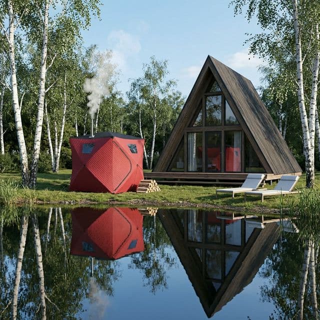 Tent sauna at Scandinavian cabin