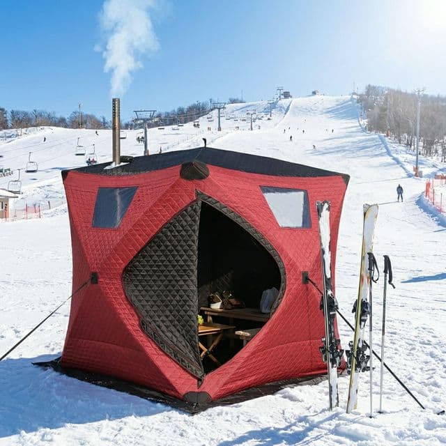 Tent sauna at ski resort