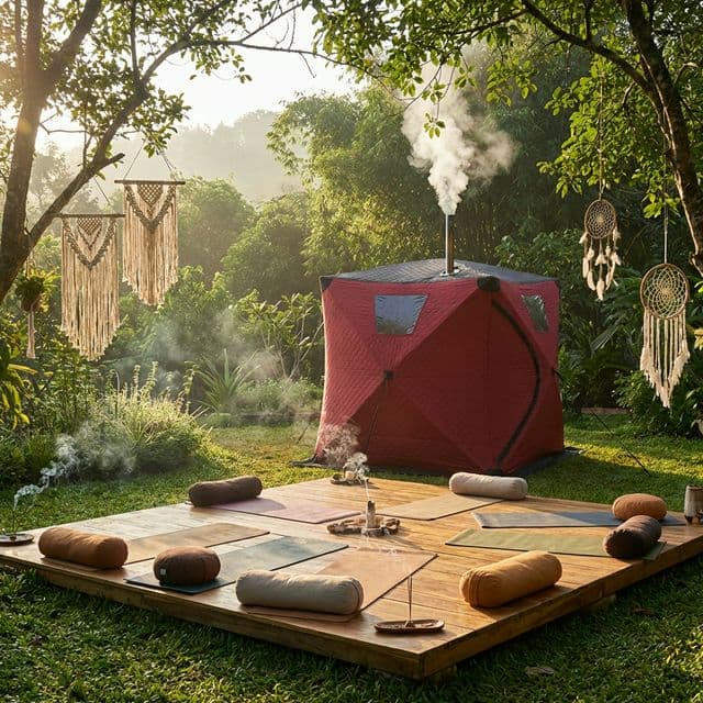 Tent sauna at yoga retreat