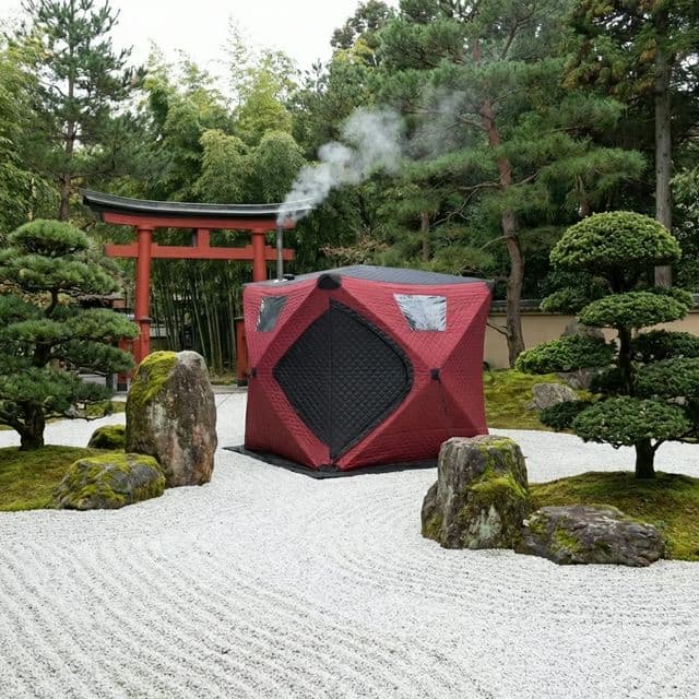 Sauna in a calm garden setting